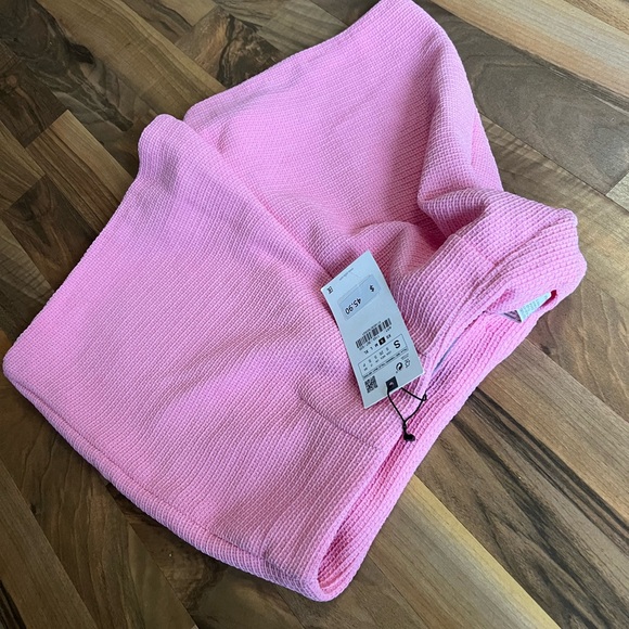 Zara bright pink textured mini skirt / skort gold details, NWT Size Small - Picture 9 of 10